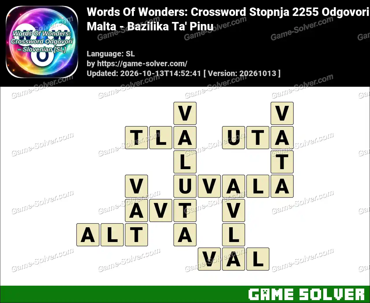 Words Of Wonders: Crossword Stopnja 2255 Odgovori – Malta – Bazilika Ta’ Pinu